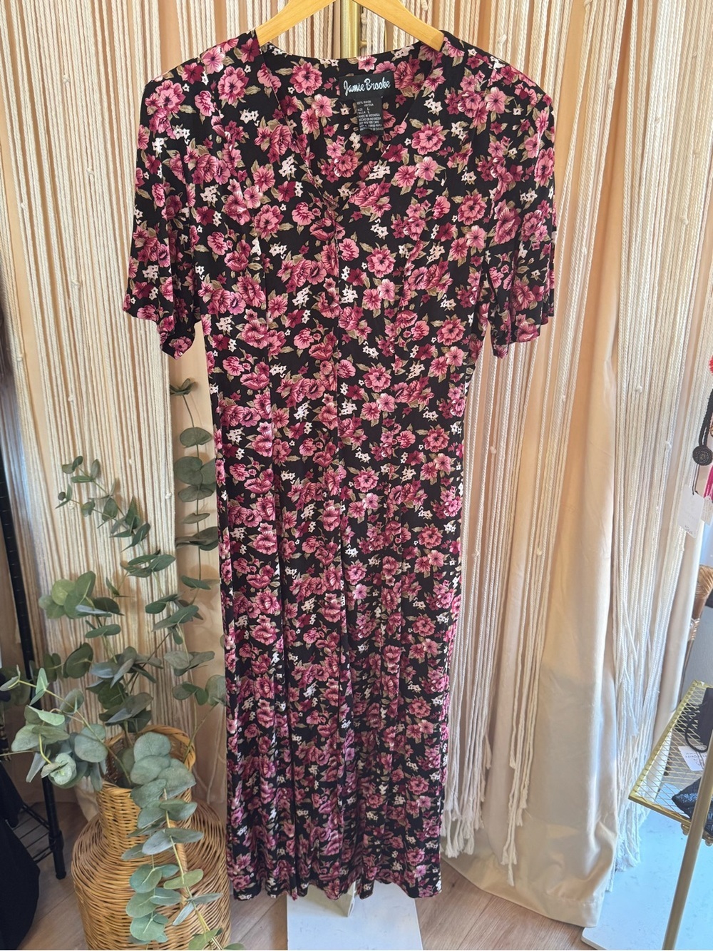Vintage 1990s Jamie Brooke Corset Tie maxi dress Floral Grunge Large (L)